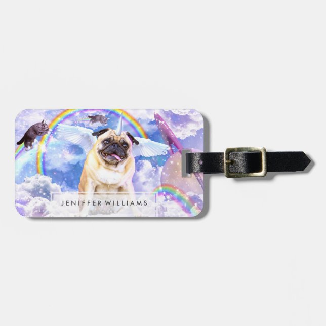 Pug Unicorn - Cute pugicorn Bagagebricka (Horisontell Framsida)