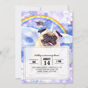 Pug Unicorn - Cute pugicorn Inbjudningar