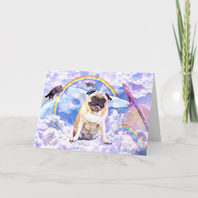 Pug Unicorn - Cute pugicorn Kort (Framsida)