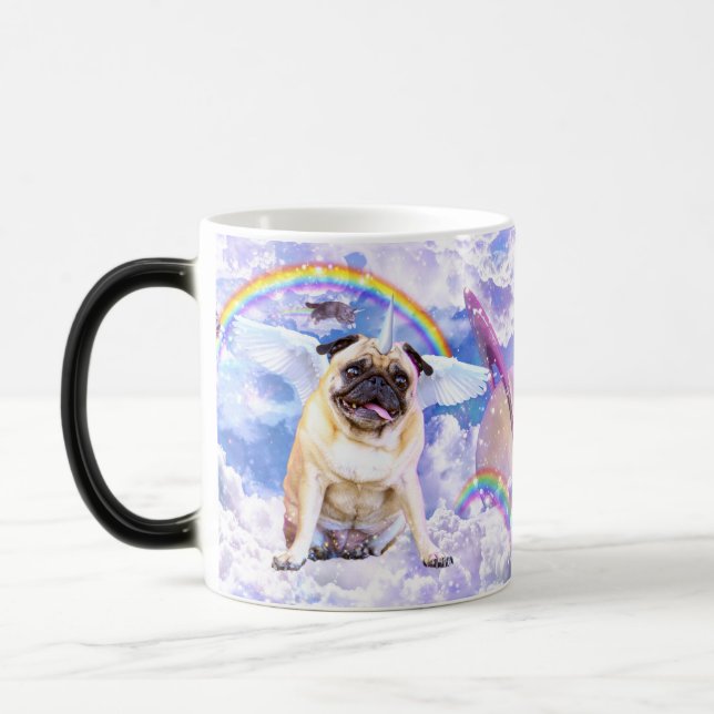 Pug Unicorn - Cute pugicorn Magisk Mugg (Vänster)