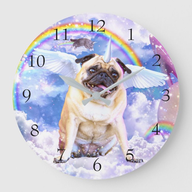 Pug Unicorn - Cute pugicorn Stor Klocka (Framsida)