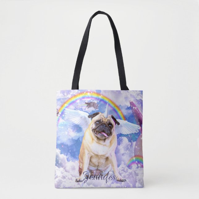 Pug Unicorn - Cute pugicorn Tygkasse (Framsida)