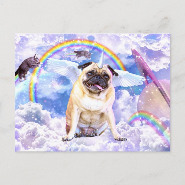 Pug Unicorn - Cute pugicorn Vykort (Framsida)