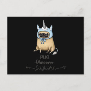 Pug Unicorn med PUGICORN Helg Vykort