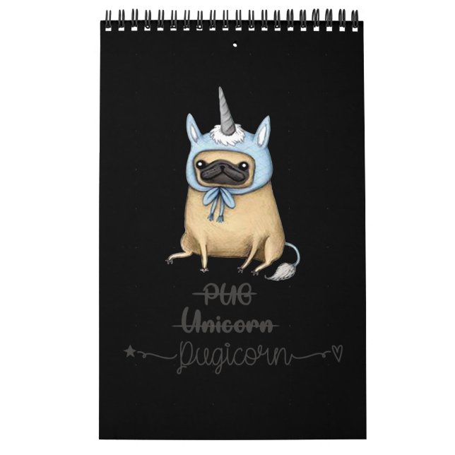 Pug Unicorn med PUGICORN Kalender (Omslag)