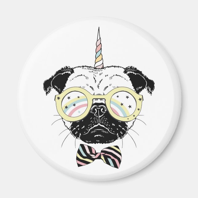 Pug Unicorn | Var unik Magnet (Framsidan)