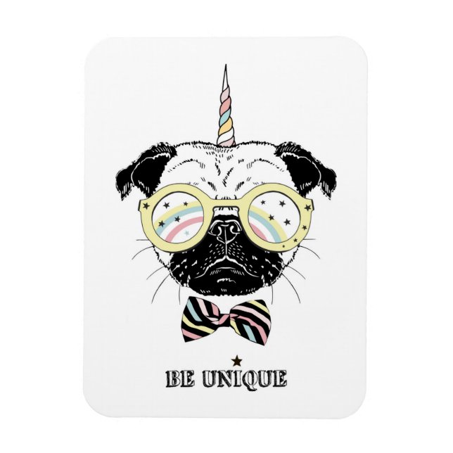 Pug Unicorn | Var unik Magnet (Vertikal)