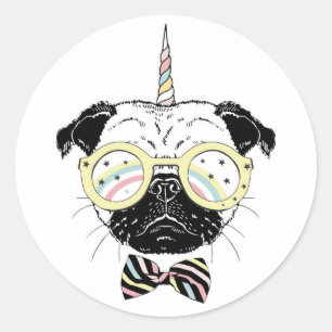 Pug Unicorn Var unik Runt Klistermärke