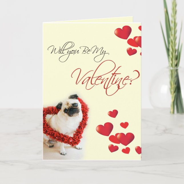 Pug Valentine Helgkort (Framsida)