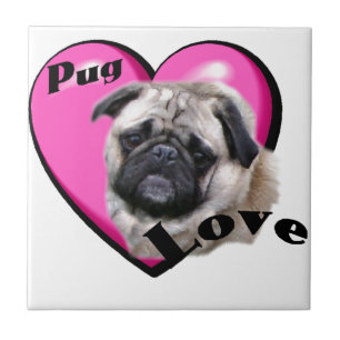 Pug Valentines day Kakelplatta