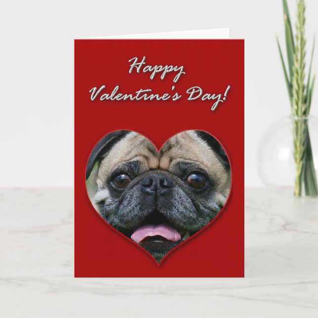 Pug Valentines day kort (Framsida)