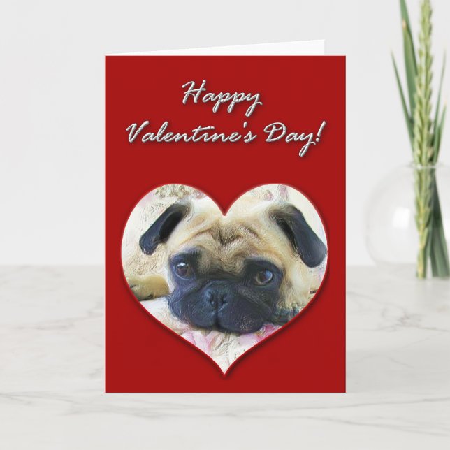 Pug Valentines day kort (Framsida)