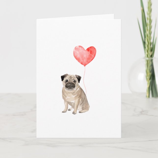  Pug Valentines, Dog Valentines Helgkort (Framsida)