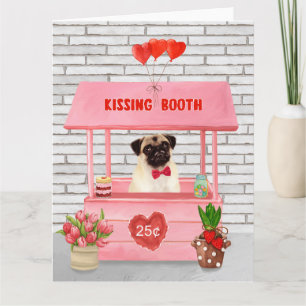Pug-valentinskysstation med kyssar kort