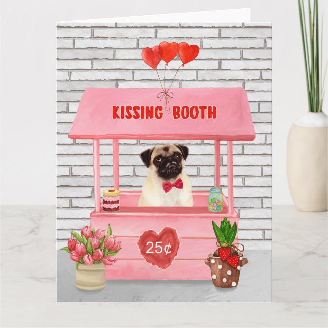 Pug-valentinskysstation med kyssar kort (Framsida)