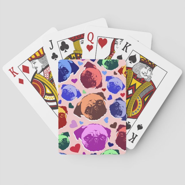 Pug Valp Hund PopArt Retro Stil Casinokort (Baksidan)