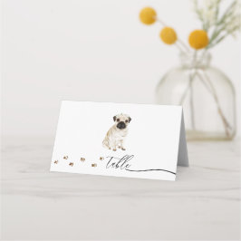 Pug-valp Hundägare Bröllop Skript Bord Placeringskort