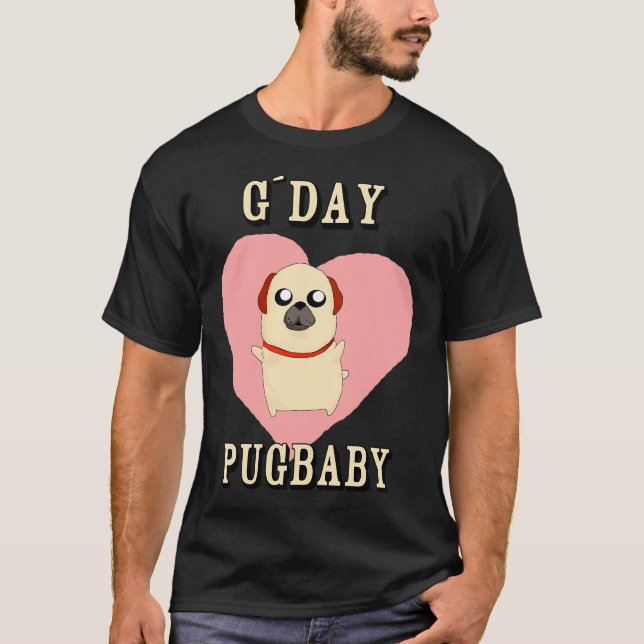 Pug-valp med hjärta t shirt (Framsida)
