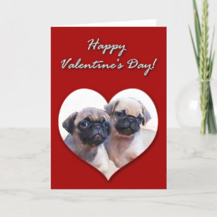 Pug-valpar, Valentines day-kort Helgkort