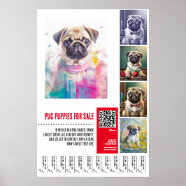 Pug-valpen för försäljning poster mallar