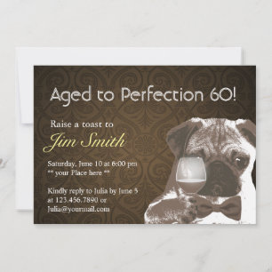 Pug & Vin Perfektion 60 Födelsedagsfest Inbjudan