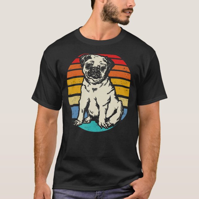 Pug Vintage Stil Idea T Shirt (Framsida)
