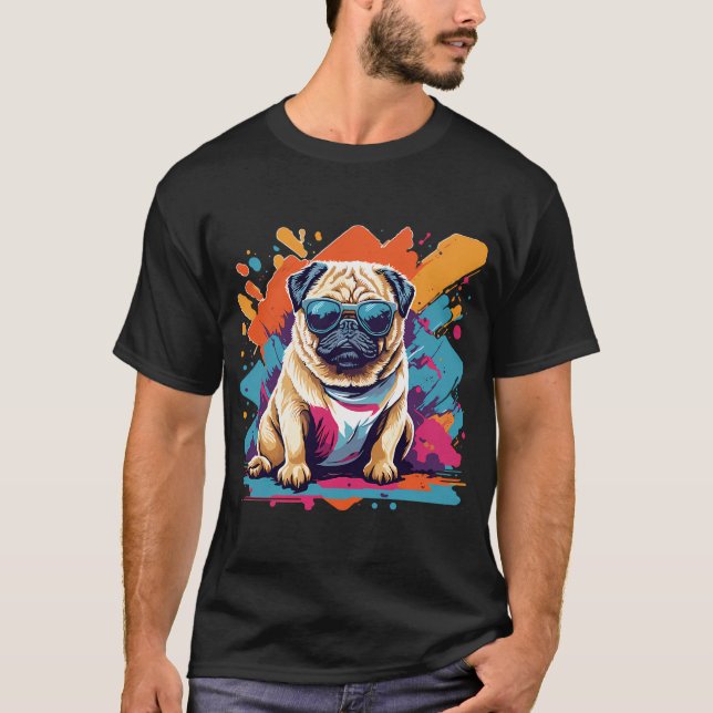 Pug Vintage T Shirt (Framsida)