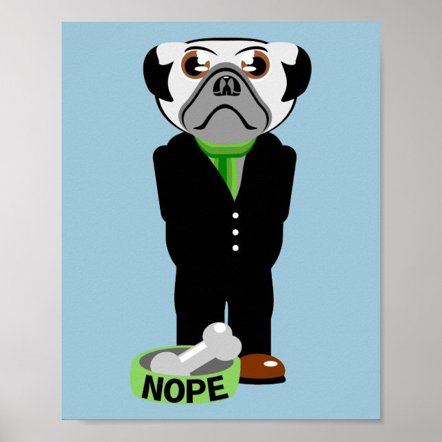 Pug Wearing a Kostym Nope Poster (Framsidan)