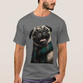 Pug wearing a scarf t shirt