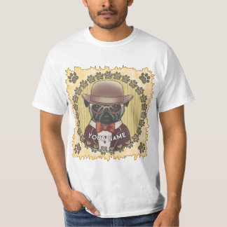 Pug Wearing Glass T Shirt