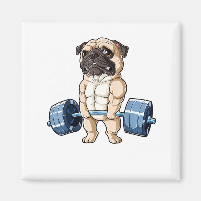 Pug Weightlift Funny Deadlift Manar Fitness Gym Magnet (Framsidan)