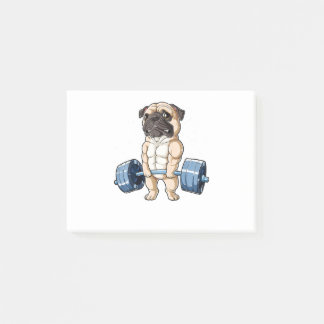 Pug Weightlift Funny Deadlift Manar Fitness Gym Post-it Block