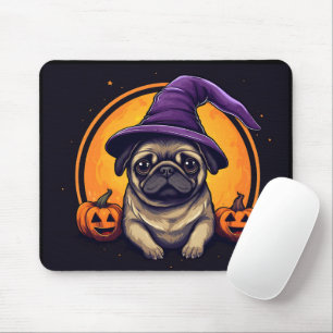 Pug Witch Bumkins Halloween Måne Musmatta