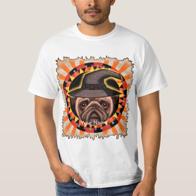 Pug Witch T Shirt (Framsida)