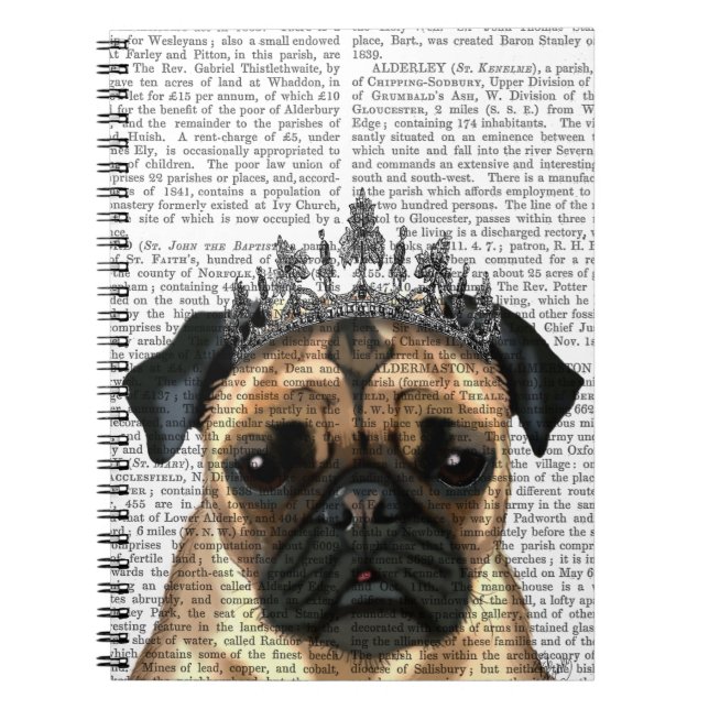 Pug with Tiara Anteckningsbok (Framsidan)