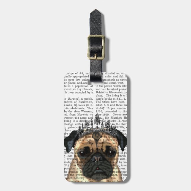 Pug with Tiara Bagagebricka (Vertikal Framsida)