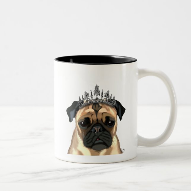 Pug with Tiara Två-Tonad Mugg (Höger)