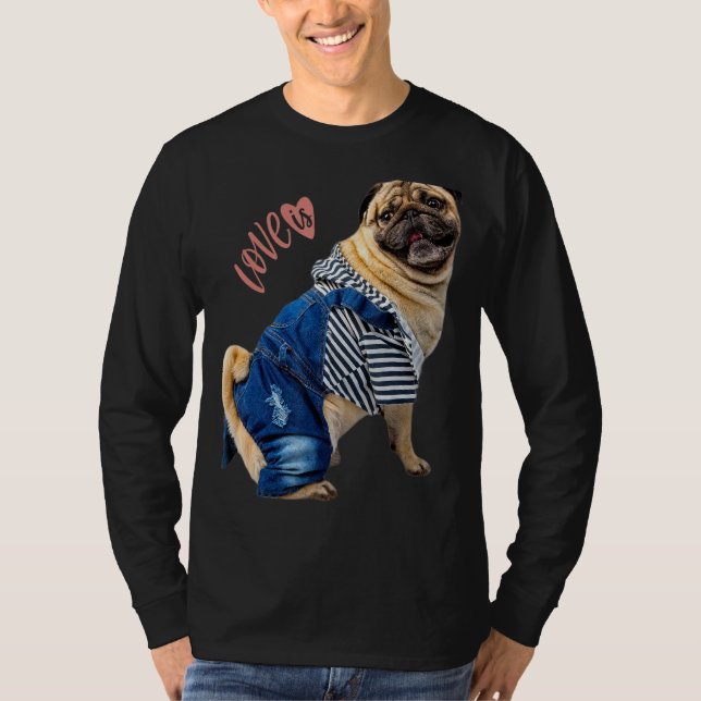 Pug Women Manar Pug Mamma Pappa Life Kärlek Hund P T Shirt (Framsida)