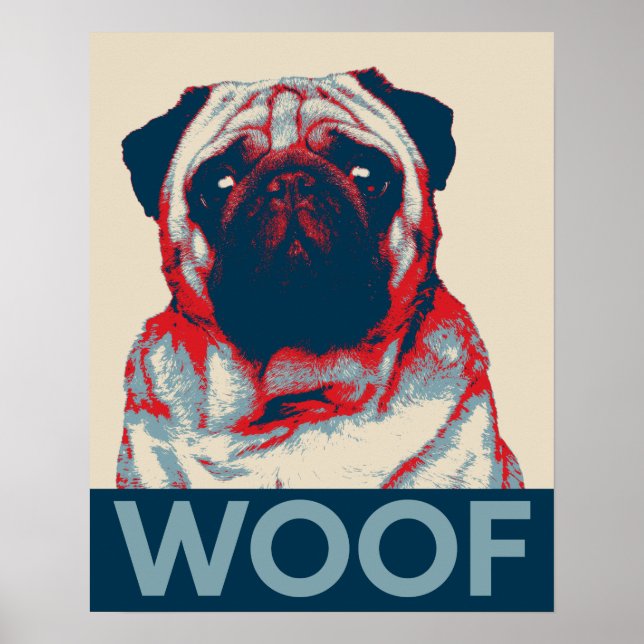 Pug Woof Retro Hope Poster (Framsidan)