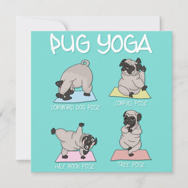 Pug Yoga Helgdag Card Julkort (Framsida)