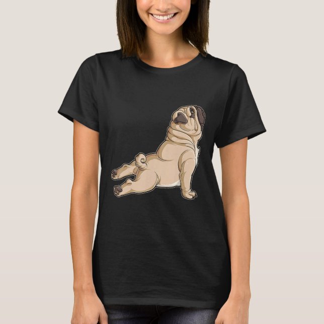 Pug Yoga Manar Kvinnor Hundälskare Puppy Funny Pos T Shirt (Framsida)