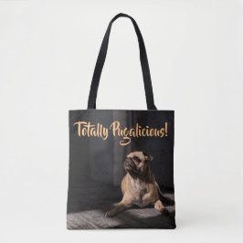 Pugalicious Pug Hund aveln Tote Bag Tygkasse