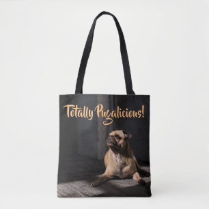 Pugalicious Pug Hund aveln Tote Bag Tygkasse