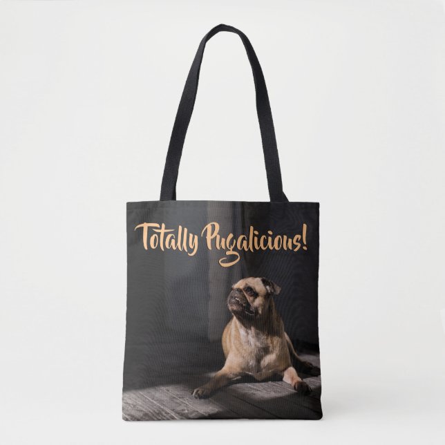 Pugalicious Pug Hund aveln Tote Bag Tygkasse (Framsida)
