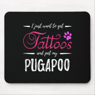 Pugapoo Hund älskare Tattoo Rolig hund Mamma Gift Musmatta