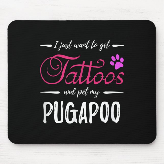 Pugapoo Hund älskare Tattoo Rolig hund Mamma Gift  Musmatta (Framsidan)