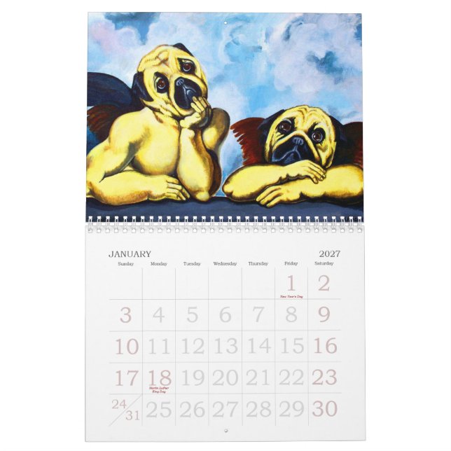 PugArt kalender $19,95 (Jan 2027)
