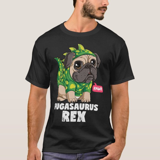Pugasaurus Rex T Pug Dinosaurieälskare Rolig Hund  Shirt (Framsida)