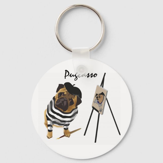 Pugcasso Keychain Nyckelring (Framsida)