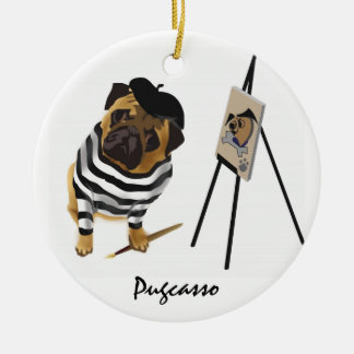 Pugcasso prydnad julgransprydnad keramik